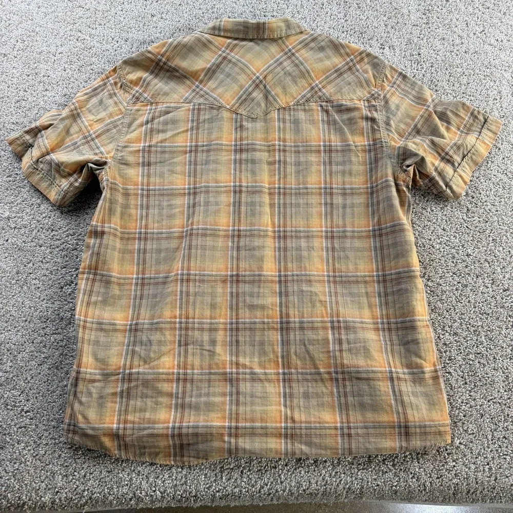 Outdoor Life Shirt Mens XL Beige Plaid Short Sleeve Western Button Up Casual